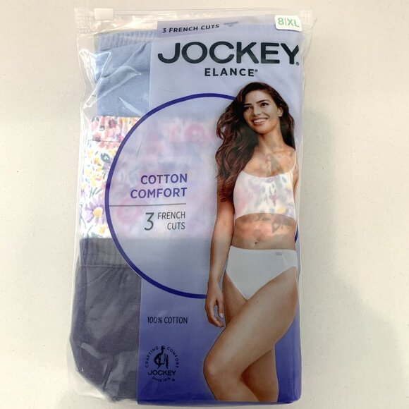 Jockey Other - Jockey 3 Pairs Elance French Cut Size 8 Underwear Panties Blue, Floral & Purple